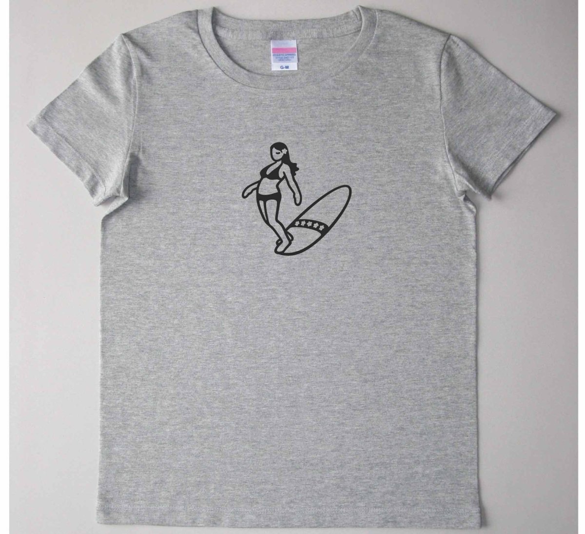 画像1: サーファーガール 【NOSE RIDE】 Ｔシャツ レディース ［白/グレー］ ゆる波オリジナル SURF グッズ 雑貨 サーフT (1)