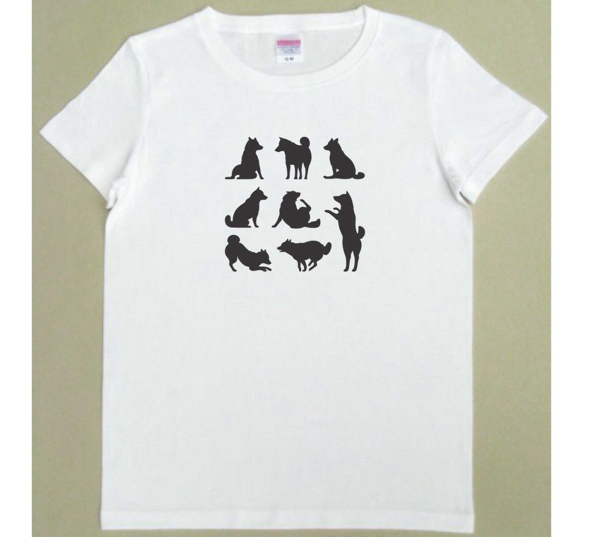 画像1: 柴犬  Ｔシャツ　レディース　5.0オンス【白/ヘザーグレー】 (1)