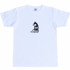 黒柴犬 Ｔシャツ メンズ 【横座り】 白 ［ゆる波 オリジナル］ 