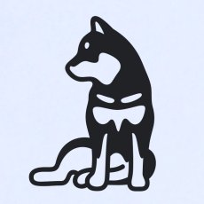 黒柴犬 Ｔシャツ　レディース 【横座り】 白 アップ ［ゆる波 オリジナル］