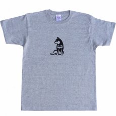 黒柴犬 Ｔシャツ メンズ 【横座り】 ヘザーグレー ［ゆる波 オリジナル］