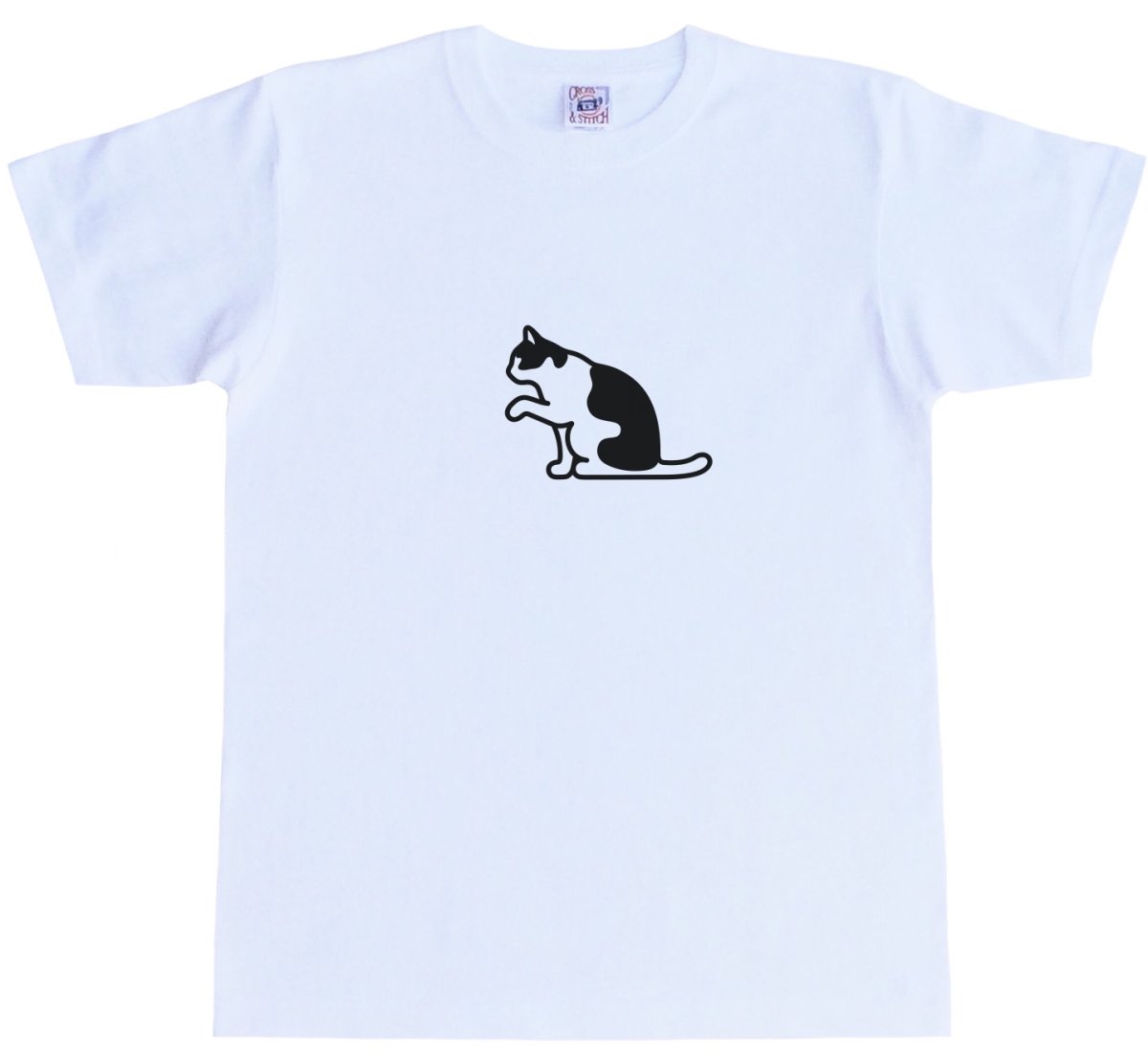 画像1: 猫 Ｔシャツ　メンズサイズ　【白/ヘザーグレー】6.2オンス ねこ 雑貨 グッズ ［ゆる波オリジナル］ (1)