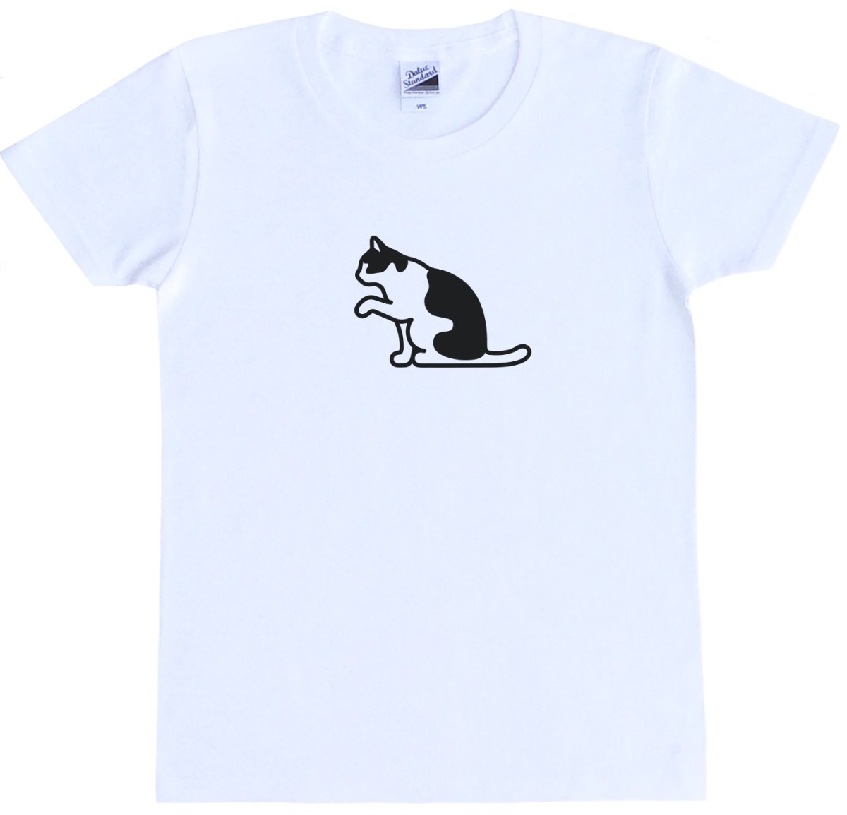 画像1: 猫 Ｔシャツ　レディースサイズ　【白/ヘザーグレー】5.0オンス ねこ 雑貨 グッズ ［ゆる波オリジナル］ (1)