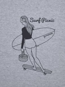 画像3: サーファーガール 【SURF PICNIC】 Ｔシャツ レディース ［白/グレー］ ゆる波オリジナル SURF グッズ 雑貨 サーフT (3)