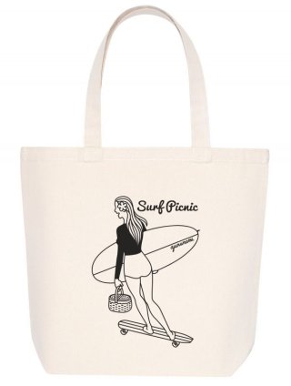 サーファーガール 【SURF PICNIC】 Ｔシャツ レディース ［白/グレー