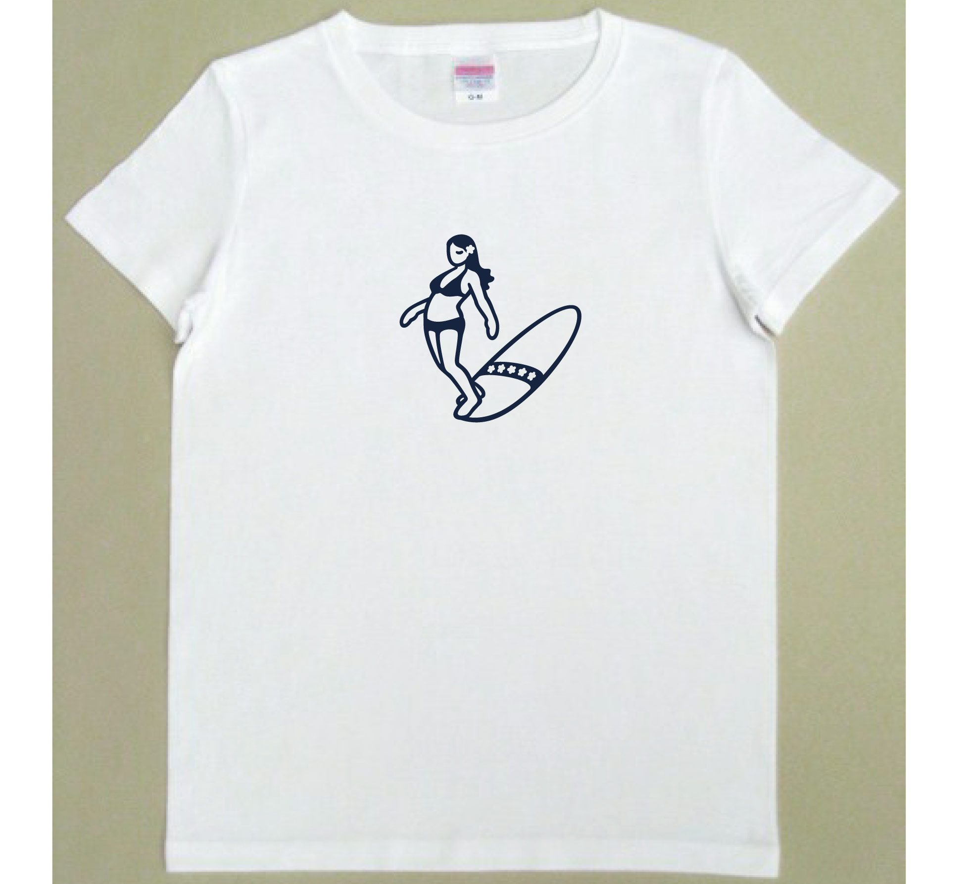 サーファーガール 【NOSE RIDE】 Tシャツ レディース [白/グレー] ゆる波オリジナル SURF グッズ 雑貨 サーフT
